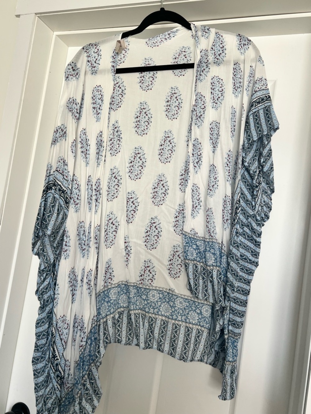 LOFT Outlet Cream Blouse with Blue and Burgundy Floral Print
